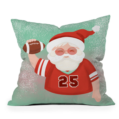 Design by Spark Sporty Football Santa Outdoor Throw Pillow