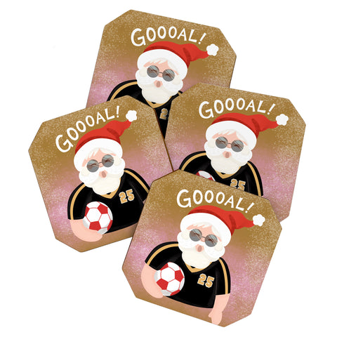 Design by Spark Sporty Soccer Santa Coaster Set
