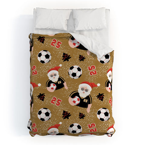 Design by Spark Sporty Soccer Santa Holiday Duvet Cover