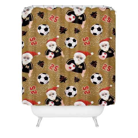 Design by Spark Sporty Soccer Santa Holiday Shower Curtain