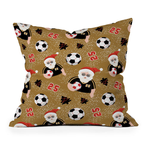 Design by Spark Sporty Soccer Santa Holiday Throw Pillow