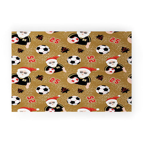 Design by Spark Sporty Soccer Santa Holiday Welcome Mat
