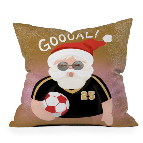 Design by Spark Sporty Soccer Santa Outdoor Throw Pillow