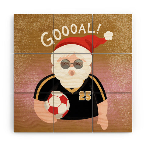 Design by Spark Sporty Soccer Santa Wood Wall Mural