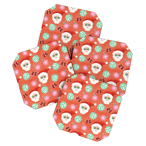 Design by Spark Sporty Volleyball Santa Coaster Set