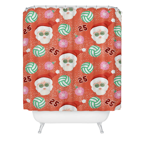 Design by Spark Sporty Volleyball Santa Shower Curtain