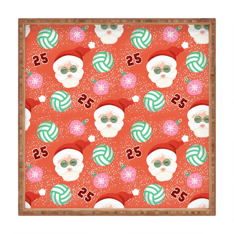 Design by Spark Sporty Volleyball Santa Square Tray