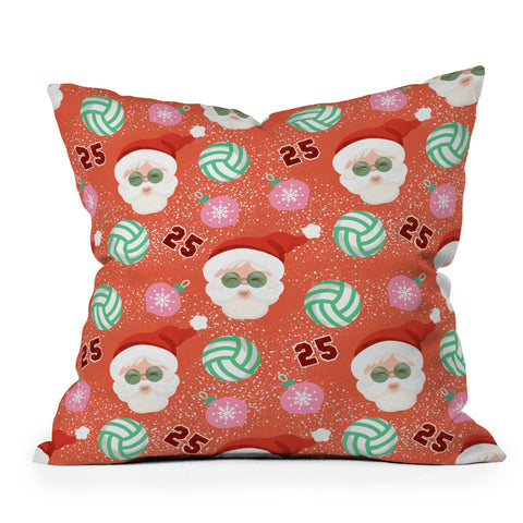 Design by Spark Sporty Volleyball Santa Outdoor Throw Pillow