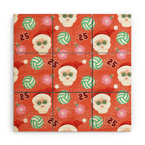 Design by Spark Sporty Volleyball Santa Wood Wall Mural