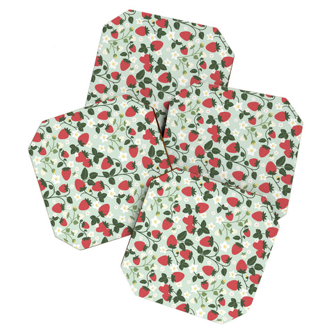 Design by Spark Strawberry Florals Fields Coaster Set