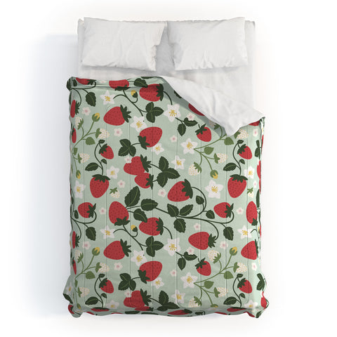 Design by Spark Strawberry Florals Fields Comforter
