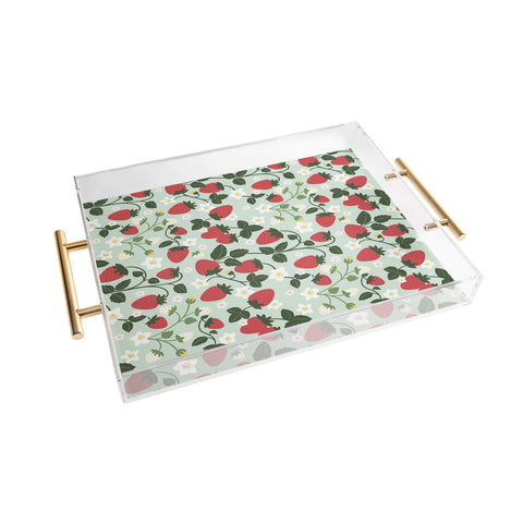 Design by Spark Strawberry Florals Fields Acrylic Tray