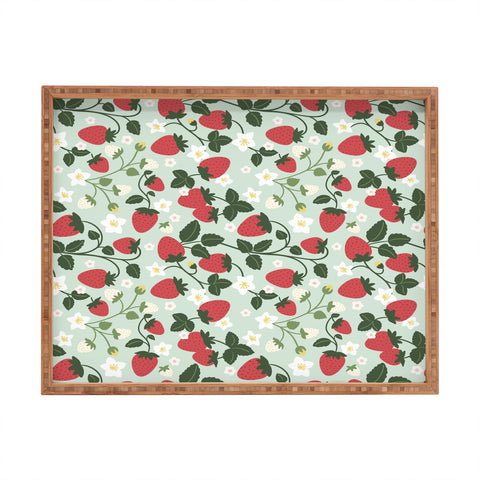 Design by Spark Strawberry Florals Fields Rectangular Tray