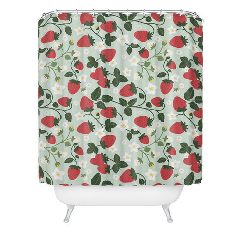 Design by Spark Strawberry Florals Fields Shower Curtain