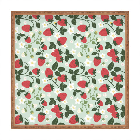 Design by Spark Strawberry Florals Fields Square Tray