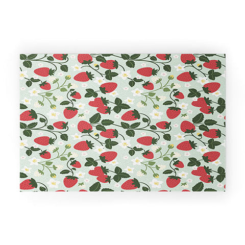 Design by Spark Strawberry Florals Fields Welcome Mat