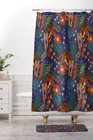 Design by Spark Tiger of the Glorious Jungle Shower Curtain And Mat