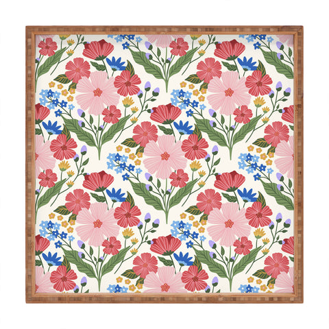 Design by Spark Wild Bloom Flowers Square Tray