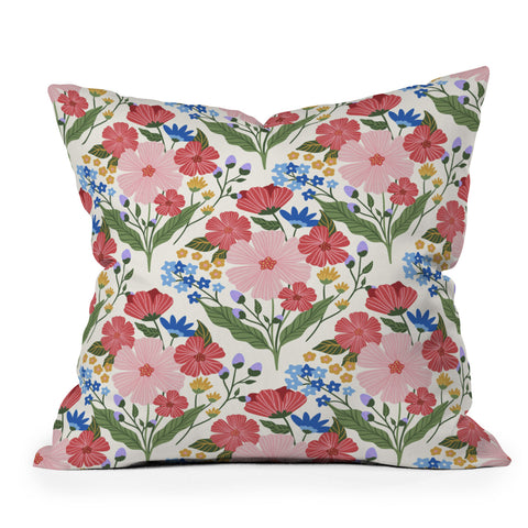 Design by Spark Wild Bloom Flowers Throw Pillow