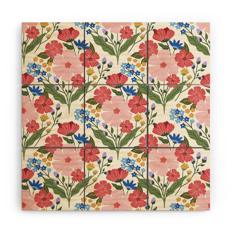 Design by Spark Wild Bloom Flowers Wood Wall Mural