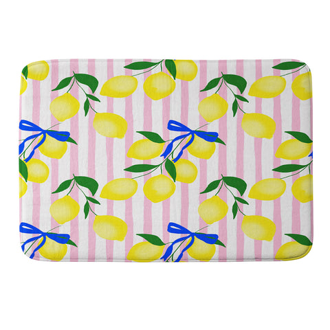 Design by Spark Zesty Lemons and Stripes Memory Foam Bath Mat