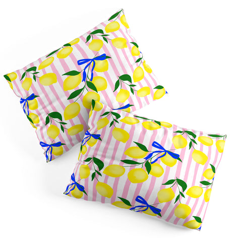 Design by Spark Zesty Lemons and Stripes Pillow Shams