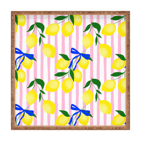 Design by Spark Zesty Lemons and Stripes Square Tray