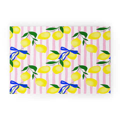 Design by Spark Zesty Lemons and Stripes Welcome Mat