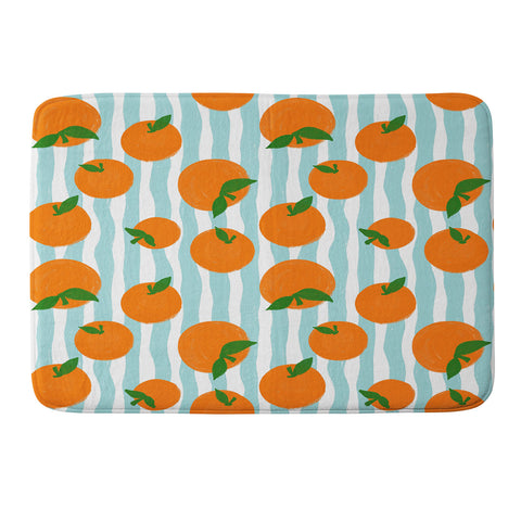 Design by Spark Zesty Oranges and Stripes Memory Foam Bath Mat
