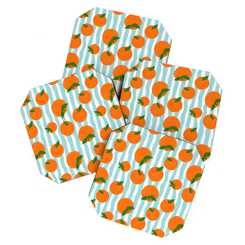 Design by Spark Zesty Oranges and Stripes Coaster Set