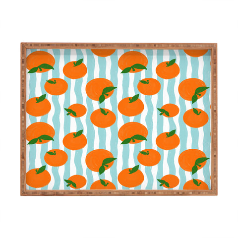 Design by Spark Zesty Oranges and Stripes Rectangular Tray