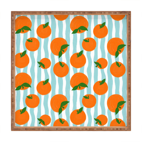 Design by Spark Zesty Oranges and Stripes Square Tray