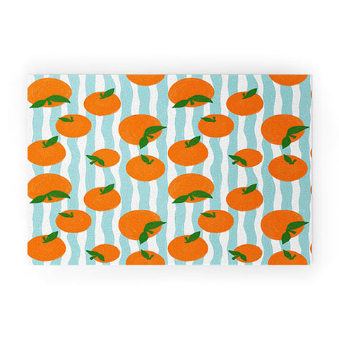 Design by Spark Zesty Oranges and Stripes Welcome Mat