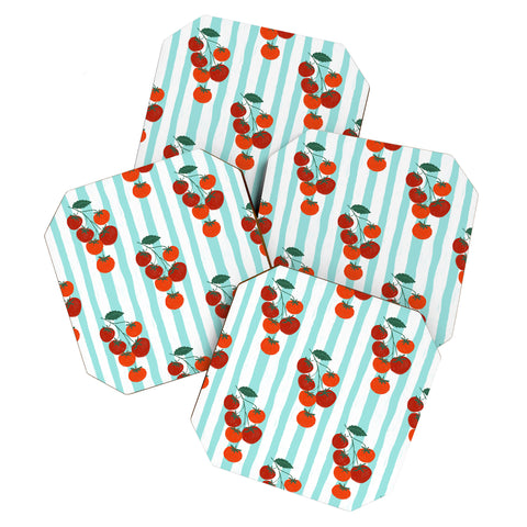Design by Spark Zesty Tomatoes and Stripes Coaster Set