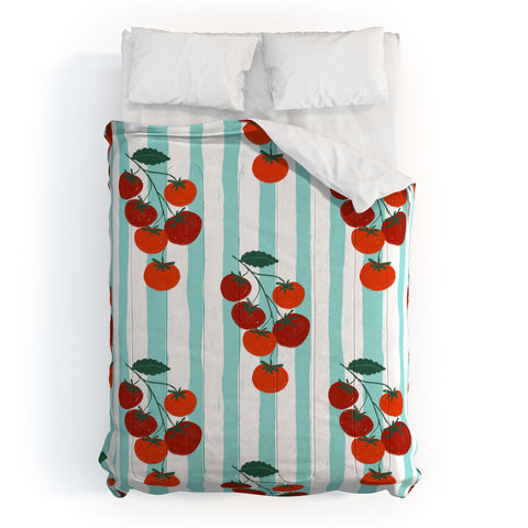 Design by Spark Zesty Tomatoes and Stripes Comforter