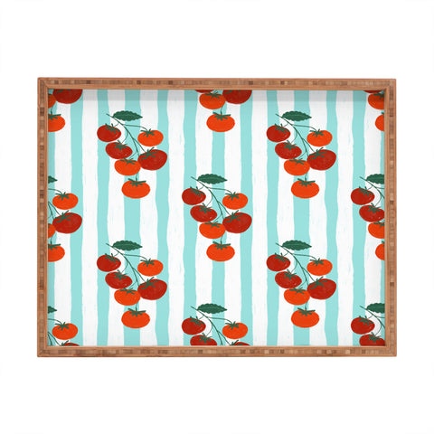 Design by Spark Zesty Tomatoes and Stripes Rectangular Tray