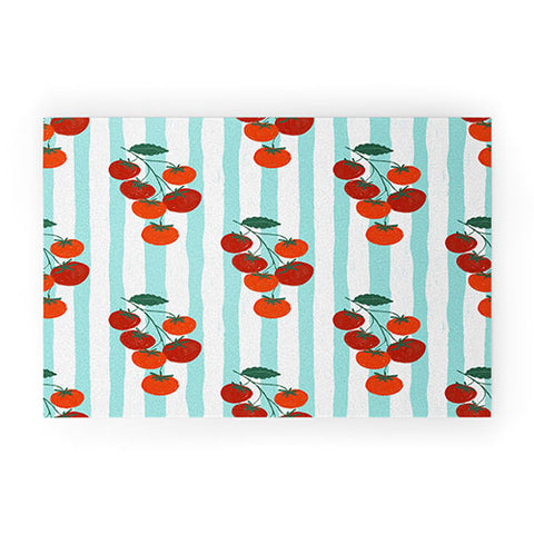 Design by Spark Zesty Tomatoes and Stripes Welcome Mat