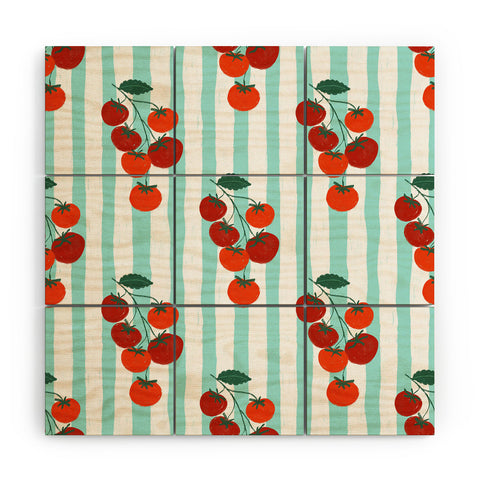 Design by Spark Zesty Tomatoes and Stripes Wood Wall Mural