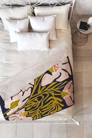 DESIGN dannick Backyard flower modern floral Fleece Throw Blanket