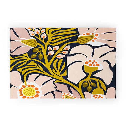 DESIGN dannick Backyard flower modern floral Welcome Mat