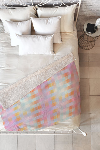 DESIGN dannick Blurred Plaid Fleece Throw Blanket