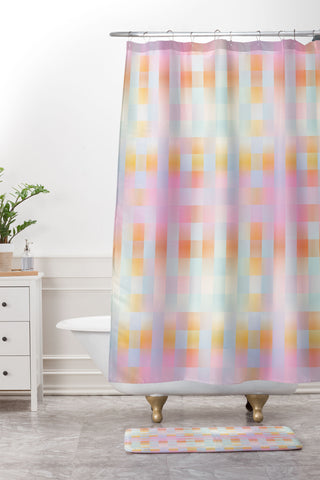 DESIGN d´annick Blurred Plaid Shower Curtain And Mat