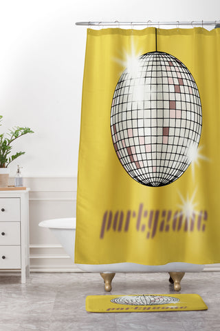 DESIGN dannick Celebrate the 80s Partyzone yellow Shower Curtain And Mat