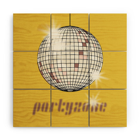 DESIGN dannick Celebrate the 80s Partyzone yellow Wood Wall Mural