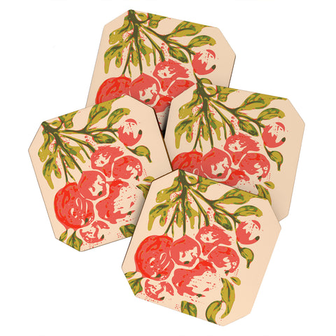 DESIGN dannick Coral berries fall florals no1 Coaster Set