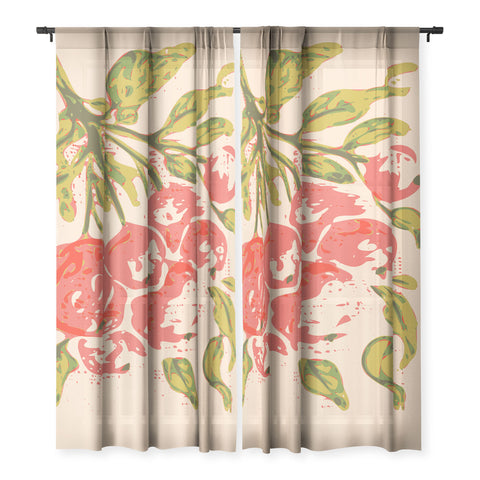 DESIGN dannick Coral berries fall florals no1 Sheer Non Repeat