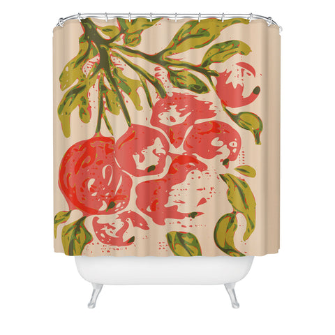 DESIGN dannick Coral berries fall florals no1 Shower Curtain
