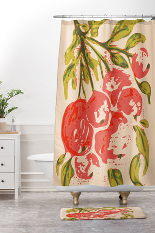 DESIGN dannick Coral berries fall florals no1 Shower Curtain And Mat