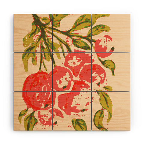 DESIGN dannick Coral berries fall florals no1 Wood Wall Mural