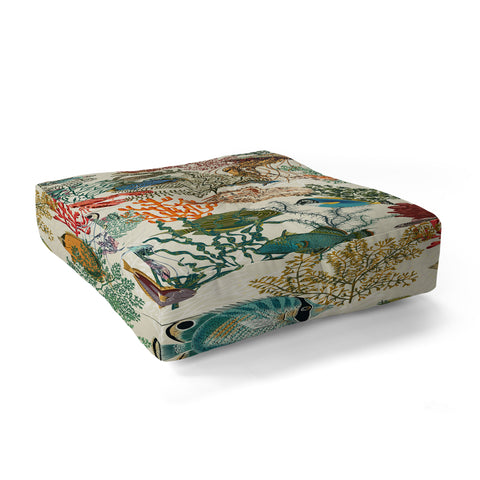 DESIGN dannick coral reef deep silence Floor Pillow Square